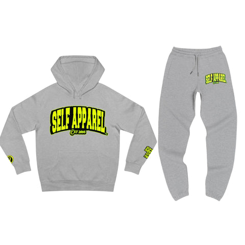 Heather Gray Black and Light Lime Green Sweatsuit